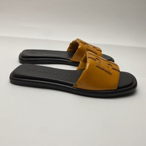 Tory Burch Leather Slide Sandals Mustard Yellow Size 5.5 - Picture 5 of 8